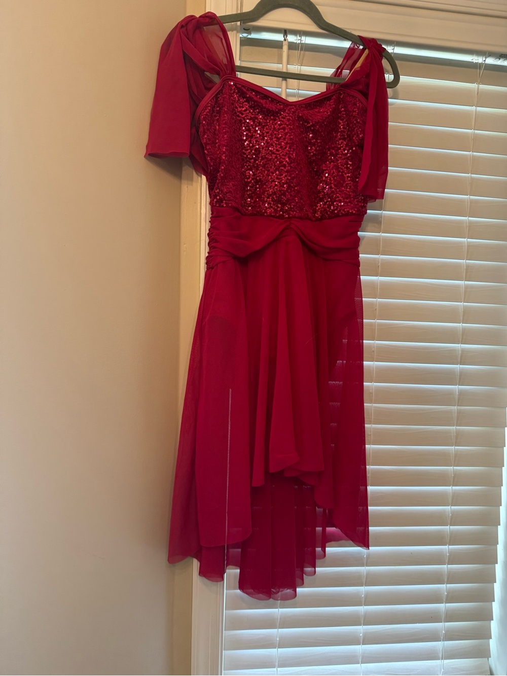 Weissman Red Sequin & Chiffon High-Low Costume